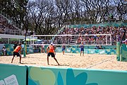 Deutsch: Beachvolleyball bei den Olympischen Jugendspielen 2018; Tag 11, 17. Oktober 2018; Jungen,Finale – Niederlande (Matthew Immers/Yorick de Groot)-Schweden (David Åhman/Jonatan Hellvig) 0:2 (20–22/15–21) English: Beach volleyball at the 2018 Summer Youth Olympics at 17 October 2018 – Final – Netherlands (Matthew Immers/Yorick de Groot)-Sweden (David Åhman/Jonatan Hellvig) 0:2 (20–22/15–21)