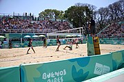 Deutsch: Beachvolleyball bei den Olympischen Jugendspielen 2018; Tag 11, 17. Oktober 2018; Jungen, Spiel um Platz 3 – Argentinien-Ungarn 2:0 (21–15/21–15) English: Beach volleyball at the 2018 Summer Youth Olympics at 17 October 2018 – Bronze Medal Match – Argentina-Hungary 2:0 (21–15/21–15)