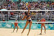 Deutsch: Beachvolleyball bei den Olympischen Jugendspielen 2018; Tag 11, 17. Oktober 2018; Mädchen, Finale – Italien (Claudia Scampoli & Nicol Bertozzi)- Russland (Maria Woronina & Maria Botscharow) 0:2 (19–21/19–21) English: Beach volleyball at the 2018 Summer Youth Olympics at 17 October 2018 – Girls Final – Italy (Claudia Scampoli & Nicol Bertozzi) - Russia (Maria Voronina & Maria Bocharova) 0:2 (19–21/19–21)