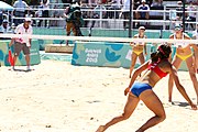 Deutsch: Beachvolleyball bei den Olympischen Jugendspielen 2018; Tag 9, 15. Oktober 2018; Mädchen, Viertelfinale: Puerto Rico-Russland 0–2 (12–21/10–21) English: Beach volleyball at the 2018 Summer Youth Olympics at 15 October 2018 – Girls Quarterfinals: Puerto Rico-Russia 0–2 (12–21/10–21)