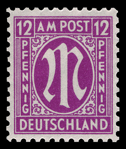 A 1945 stamp of Germany (not from the Model Collection). Bi Zone 1945 23 DE M-Serie.jpg