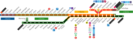 Schematic map of Metro Bilbao Bilbao Metro Map.svg