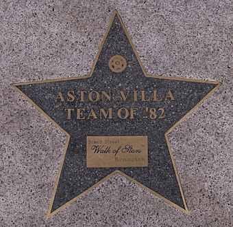 Star on the Birmingham Walk of Stars for the Aston Villa team who became European champions in 1982.