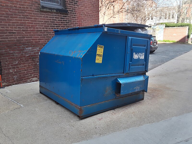 File:Blue dumpster in the alley behind Capitol Hill Presbyterian Church 1.jpg