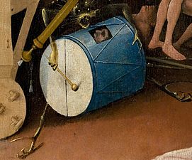 Un tambour utilisé par un être hybride et dans lequel un personnage est enfermé.