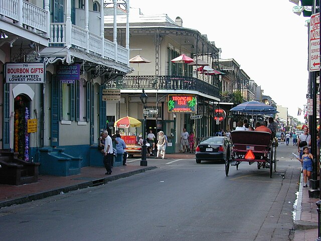 The Rue Bourbon, or Bourbon Street, was named for the former ruling dynasty of France, now the ruling dynasty of Spain.