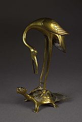 Brass Crane Perched on a Tortoise, c. 1800–1894, from the Oxford College Archive of Emory University