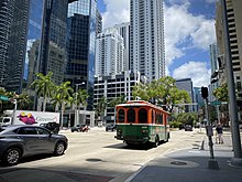Brickell, the fastest-growing neighborhood in Miami, has one of the highest population densities in the United States outside of New York City. Brickell, Miami, Florida June 2021 - Greens and Orange.jpg
