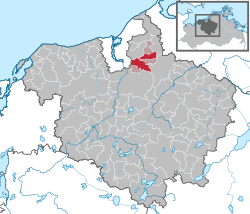 Elhelyezkedése Mecklenburg-Elő-Pomeránia térképén