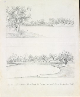 Bulla ili Koorliatto, pogled iz logora gore-dolje potokom, Hermann Beckler, 1861.tif