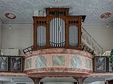 Deutsch: Orgel auf der Empore in der Magdalena-Katharina Kirche in Burgellern English: Organ on the gallery in the Magdalena Katharina Church in Burgellern