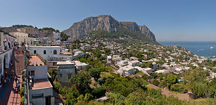 Panoramic view from Piazzetta, in Capri Centre