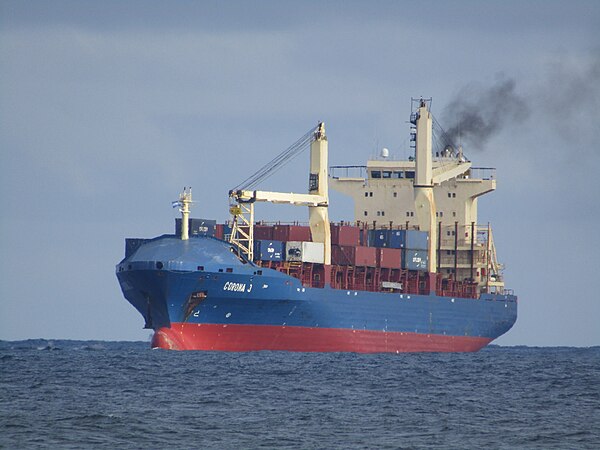 Cargo ship at Puerto Cortés in Honduras.