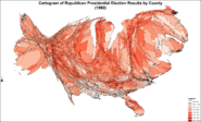 Cartogram of Republican presidential election results by county