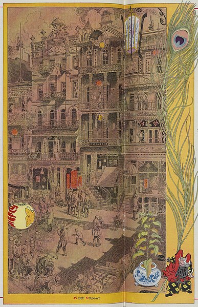 File:Chinatown, Manhattan - from, Made in Mott Street - Raymond Crawford Ewer Chinatown 1914 ; drawn for PUCK by Raymond C. Ewer. LCCN2011660511 (cropped).jpg