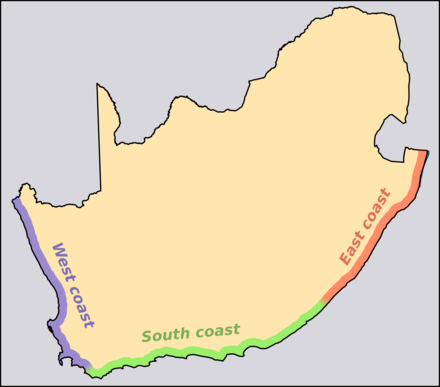 The coastal diving regions of South Africa