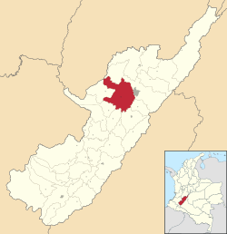 Location of the municipality and town of Palermo, Huila in the Huila Department of Colombia.
