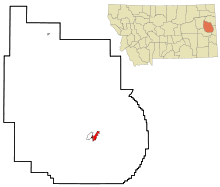 Dawson County Montana Incorporated and Unincorporated areas Glendive Highlighted.svg