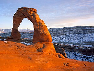 The Delicate Arch, a natural arch near Moab, Utah