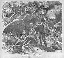 Illustration Gerstäcker’s nächtliche Feuerjagd auf Hyänen von Norbert Kretschmer in Die Gartenlaube, 1863 (Quelle: Wikimedia)