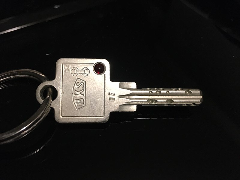 File:Door key for lock type BKS Janus on keyring.jpg