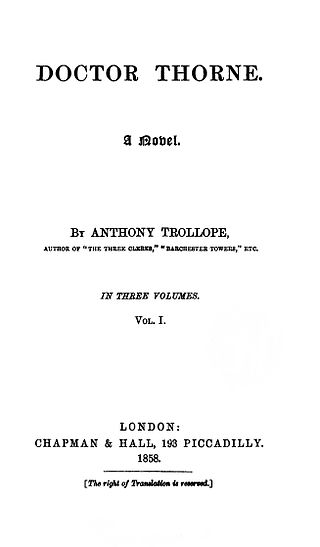 <i>Doctor Thorne</i> 1858 novel by Anthony Trollope