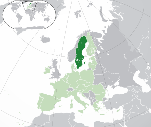 Territorio del Regno di Svezia (paesi UE verde chiaro)