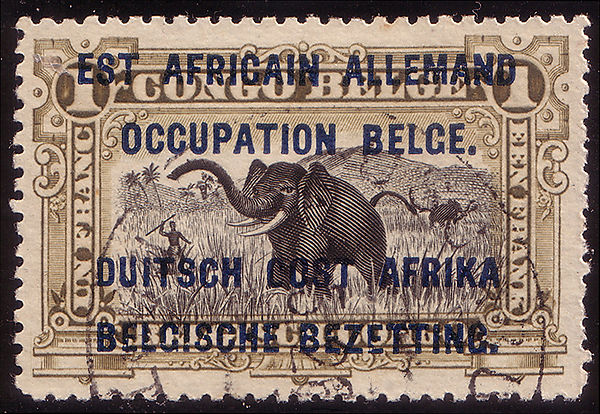 A Belgian Congo stamp overprinted for the Belgian Occupied East African Territories in 1916