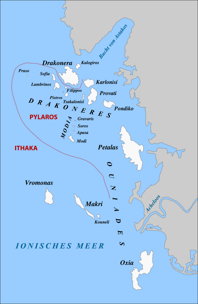 Localización de las Equínadas en el mar Jónico