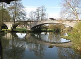 Eisenbahnbrücke Briescht mit der mehrfach geschützten Flussaue der Spree. Östlich der Brücke (links im Bild) beginnt das NSG Spreebögen bei Briescht.