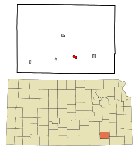 Elk County Kansas Incorporated and Unincorporated areas Elk Falls Highlighted.svg