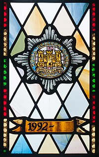 Enniskillen Cathedral of St. Macartin North Aisle Royal Inniskilling Dragoons Window Detail Insigna 1992 2012 09 17.jpg