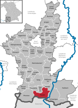 Läget för Füssen i Landkreis Ostallgäu