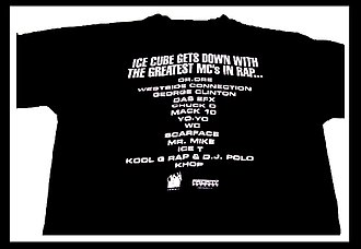 Promotional T-shirt for the Featuring...Ice Cube compilation album Featuring Ice Cube (shirt).jpg