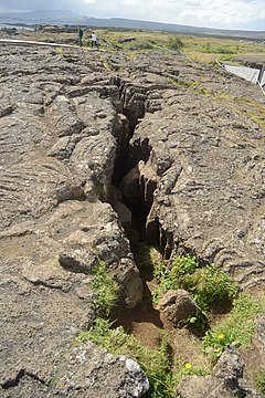 A fissure in the lava field of Thingvellir National Park, Iceland Fissure in the ground - Almannagja.jpg