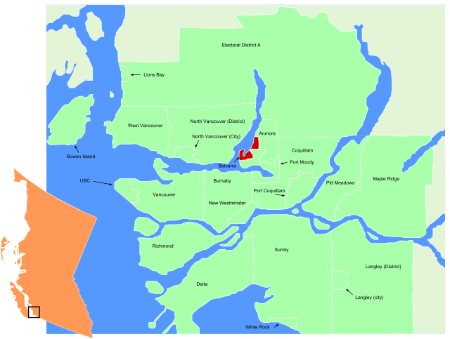 Lage in der Region Metro Vancouver