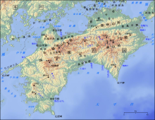 Geofeatures map of Shikoku