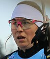 Čeština: Alla Gilenková po dojezdu do cíle stíhacího závodu na Světovém poháru v biatlonu v Novém Městě na Moravě 2023 English: Biathlon World Cup in Nové Město na Moravě 2023 – Alla Ghilenko.