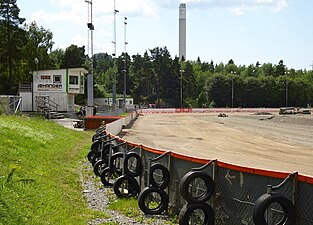 Arenan får nytt konstgräs, juli 2016.