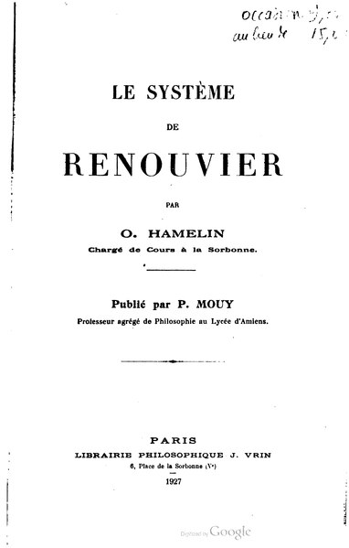 File:Hamelin - Le Système de Renouvier, 1927.djvu