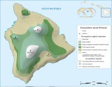 Carte des écosystèmes actuels de l'île d'Hawaï.