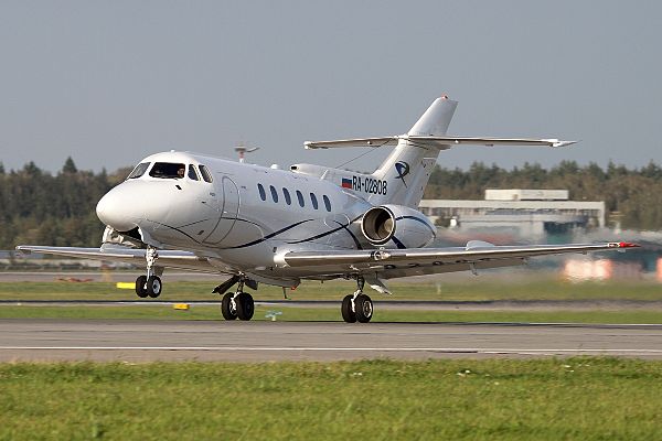 HS.125-700B taking off in Moscow, Russia, 2012