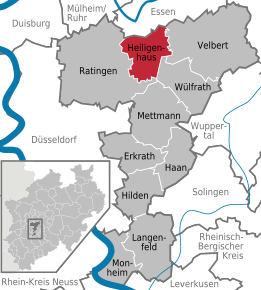 Poziția orașului Heiligenhaus pe harta districtului Mettmann