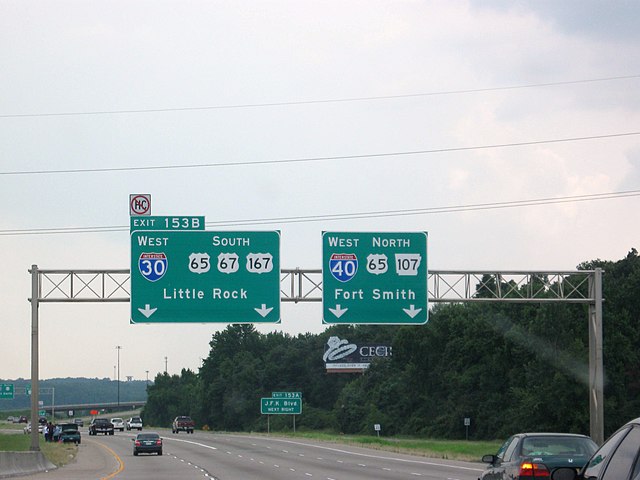 I-30 begins at I-40/US 65/AR 107 and runs south at I-30/US 65/US 67/US 167.