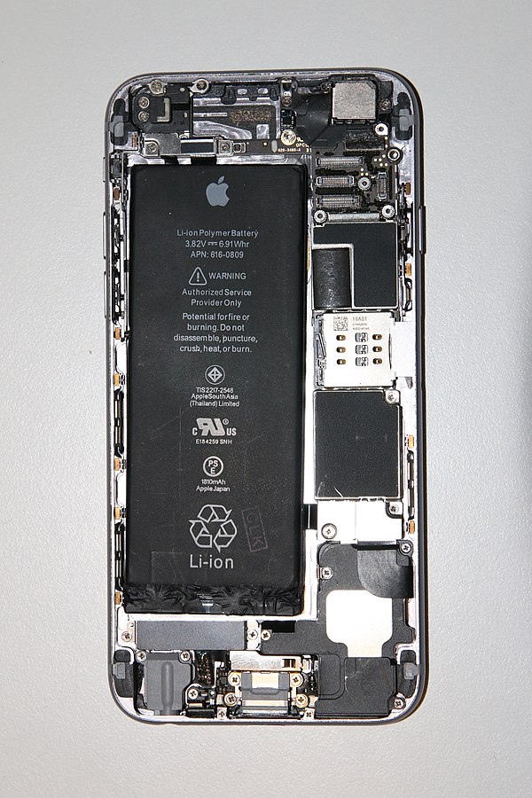 An iPhone 6 with its display removed