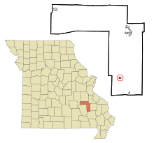 Iron County Missouri Incorporated and Unincorporated areas Annapolis Highlighted.svg