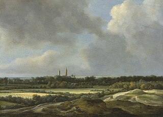 An extensive landscape with grain fields, Heemstede beyond