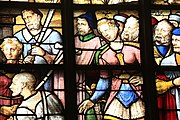 English: Detail of the stained-glass window number 24 in the Sint Janskerk at Gouda, Netherlands: "Philip the Evangelist preaching the Gospel in Samaria"