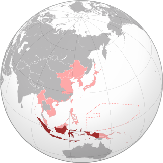 Yaponiyanın keçmiş Niderland Ost-Hindi (tünd qırmızı) onun ən uzaq hissəsində (açıq qırmızı).