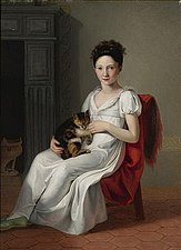 Portrait d'une jeune fille tenant son chat, non daté, localisation inconnue.